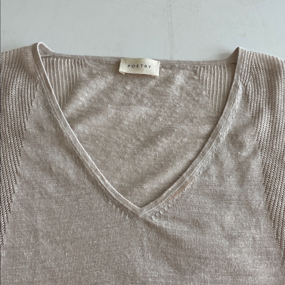 Poetry Soft Beige Lightweight 3/4 Sleeve Sweater - Picture 4 of 9